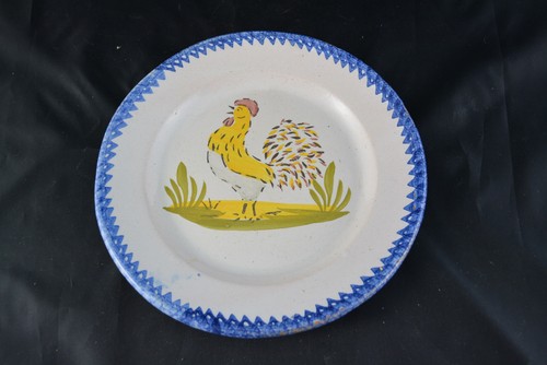 Ancienne assiette decor coq - ancienne,