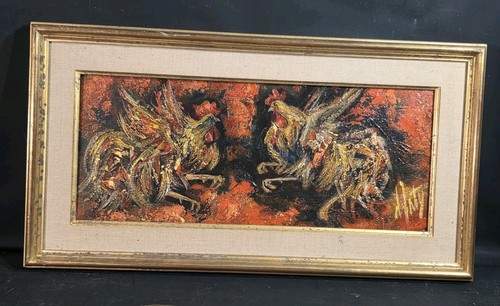 Tableau huile combat - combat, de