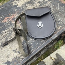 Genuine British Military Issue Brown Leather Day Sporran / Purse With Strap