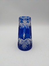 vase miniature H 9 cm bleu cobalt dans le goût de la Cristallerie de Lorraine