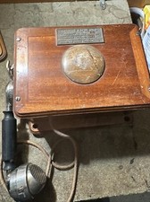 (n4) Antique wooden company model 1910 Paris wall telephone