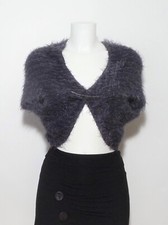 🌼 Gilet/ Boléro/ Veste Gris Foncé à Longs Poils- Taille 38/40