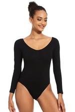 Justaucorps Gymnastique NoirFemme Coton Manches Longues Body de Danse Classiq...