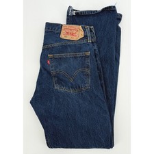 Vintage Levis 501 Jeans Mens 32x32 Blue Dark Wash Straight Button Fly Denim Pant