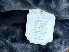 Pottery Barn Large Bean Bag Chair Cover Faux Fur Periscope Black Slipcover New