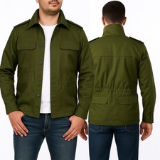 Hommes Vintage Armée Veste Coton Manteau Militaire Champ Combat Surplus Terne