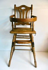 CHAISE HAUTE DE POUPÉE ANCIENNE EN BOIS VERNIS - DÉBUT XXème - USURES