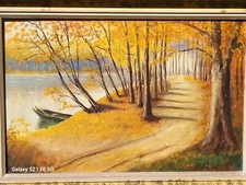  ÉTIENNE BUFFET.  Autumn Landscape.  Oil painting on wood panel 