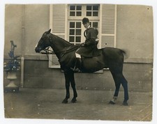 Vintage Amateur Snapshot PHOTO, Hunting Racing Rider Hunting Horn Veneer