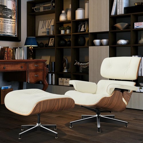 Walnut cream lounge chair and - walnut,