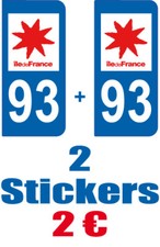 2-STICKERS-PLAQUE-AUTO-IMMATRICULATION-DEPARTEMENT-LOGO 93
