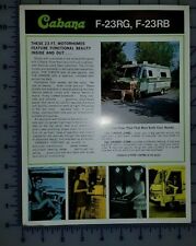 Fiche brochure originale Cabana camping-car 1973 F-23 RB RG