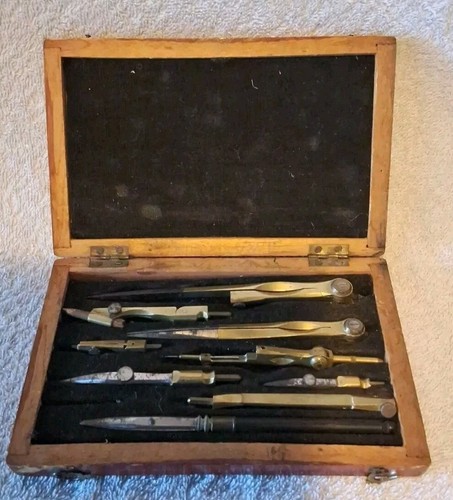 Ancienne boite compas porte - ancienne,