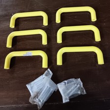 6 HEWI Style Plastic Yellow Drawer Pull Handle Japan Postmodern 1970s 3" VINTAGE