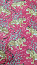 Tissu robe imprimé à la main en coton imprimé tigre indien rouge fait main 10...