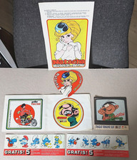 15 auto-collant personnage de Spirou année 70' Lagaffe-Natacha-Schtroumpfs-YOKO