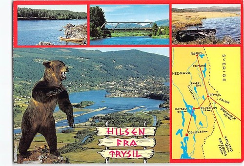 Postcard map and views hilsen - map,