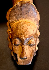 ART AFRICAIN Ancien  Lance-Pierre SCULPTE  "au masque Senoufo"   COTE d'IVOIRE