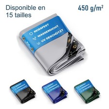 Bâche camion Nemaxx, PVC 450 g/m², imperméable avec œillets, robuste