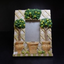 N23.215 Photo Frame Decorative Art 1980 Amphora Tree Apple Yellow Green