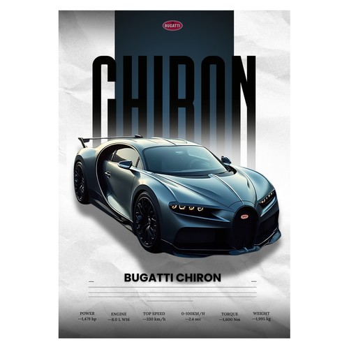 Affiche moderne bugatti - affiche, chiron