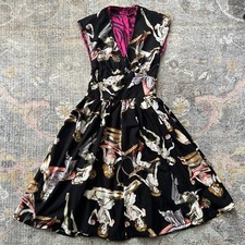 PIN UP 50'S ROCKABILLY RETRO HANDMADE GOTHIC DRESS ZIPPER XXS