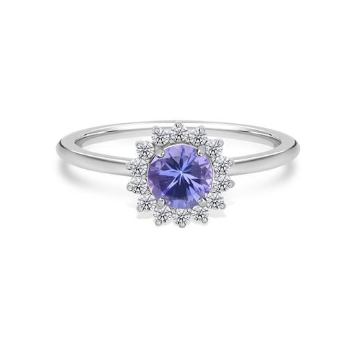 Bague halo ronde tanzanite