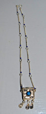 Moroccan Berber Tuareg Necklace Box Pendant Silver and Stone LAPIS LAZULI