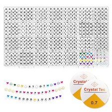 1400 perles de lettres avec 2 rouleaux de fil de cristal élastique et boîte d...