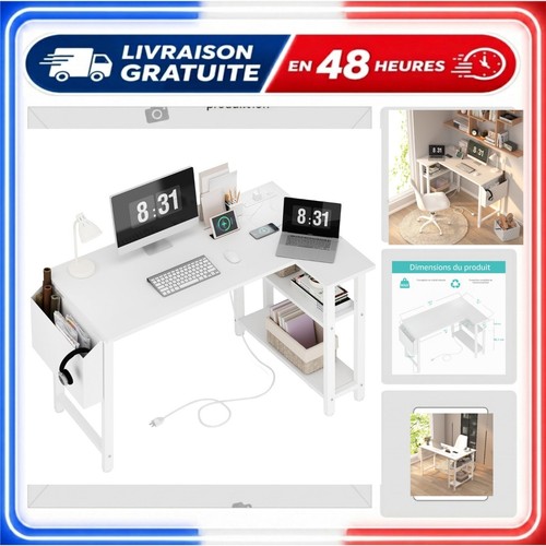 Bureau ordinateur blanc l - bureau,