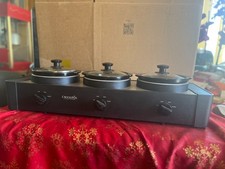 Crock-Pot Triple Slow Cooker Buffet Server 3 Pots Glass Lids Warming Tray Entert