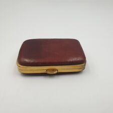 Beautiful antique small wallet, louis door in burgundy leather and gold metal 19th century