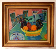 France Wagner née en 1943, huile sur toile signée, composition aux fruits 1978