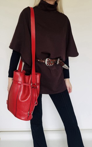 Sac seau cuir rouge elsa - seau,