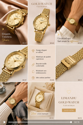 Montre femme dorée - montre, bracelet