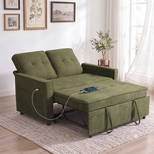 Modern fabric futon sofa - 53",
