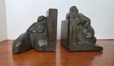 STRAUCH Signed Rubenesque Nude Women Bookends Modern Art