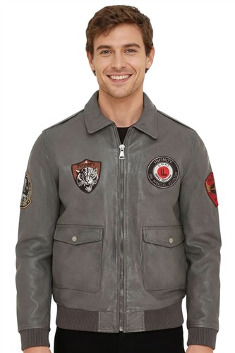 Veste aviateur cuir gris - aviateur,