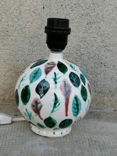 Lampe boule céramique design feuilles signé style besnard
