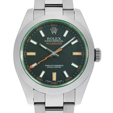 ROLEX Milgauss green glass 116400GV black M Number second hand mens
