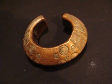 Antique Very Finely Engraved Copper Slave Bracelet (Art Deco Patterns) 19th Century