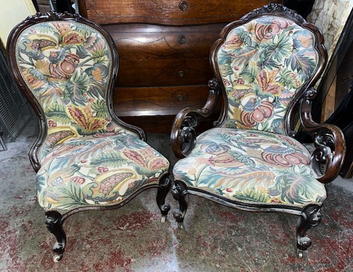 Paire fauteuils victoriens - fauteuils,