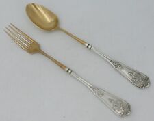 2 Piece Stew Serving Cutlery, Solid Silver Minerva, Henin.