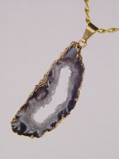 BUTW Gold Electroform Occo Agate Geode Slice Druzy Pendant necklace 6231K