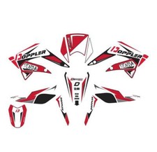 Kit déco/autocollant blanc/noir/rouge moto derbi senda 11>18/rcr/smt>18 Doppler