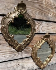19th century Antique Napoleon III Ice Golden Stucco Wood Venetian Mirror Pair