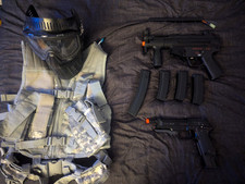 Airsoft Lot - CYMA MP5K, KWA M93R, ACCESORIES, VEST, MASK