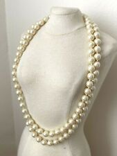COLLIER VINTAGE Fausse perle nacré 2 rangs 46cm Etat NEUF
