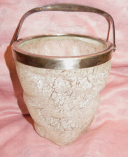 Seau à glaçons Art Déco verre dépoli givré métal argenté signé WMF