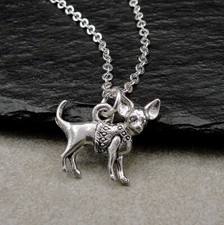 Silver Chihuahua Necklace - Chihuahua Charm - Chihuahua Pendant - Dog Jewelry